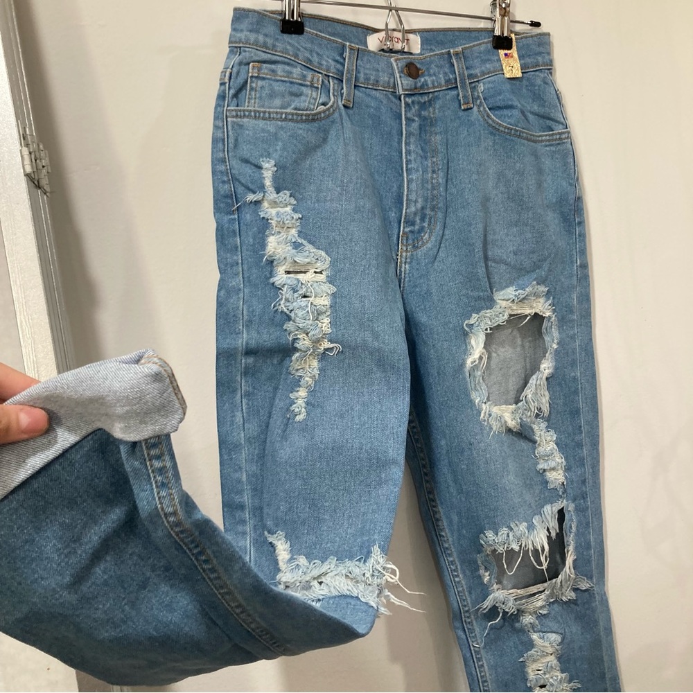 Womens moms jeans distressed